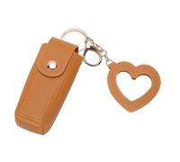 Zerodis Custodia per Balsamo per Labbra in Pelle PU, Portachiavi Portatile con Porta Stick per Burro di Cacao con Specchio, Comoda Borsa Porta Rossetto Al Tocco per Donne, Elementi (YELLOW)