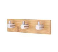 Zerodis Gancio Adesivo Bambù, 3 Pezzi Gancio a Parete Autoadesivo con Supporto in Legno e Gancio in Acciaio Inossidabile, per Asciugamani, Cappotti, Chiavi, Bagno, Cucina, Senza Foratura