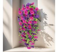 Zerodis Ghirlande di Vite Artificiali Morning Glory per Porta D'ingresso, Plastica Resistente Sbiadimento, Senza Bisogno di Acqua, Ghirlanda per Porta Primaverile (Morning Glory Viola Rosso Mix 45