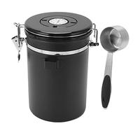 Zerodis Il Contenitore Ermetico in Acciaio per tè e caffè con Datario Mantiene Il caffè fresco. Grande capacità per gli Amanti del Contenitore per in Acciaio Inossidabile (BLACK)