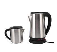 Zerodis Kettle Turco Elettrico in Acciaio Inossidabile 1L 2L, Set di Teiera Doppia con Riscaldamento Nascosto e Infusore Staccabile per Uso Domestico (Spina europea 220V)