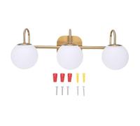 Zerodis Lampada da Toletta da Bagno Sopra lo Specchio, Struttura in Metallo Ottone Vintage, 3 Luci a LED, Lampada da Parete con Paralumi in Vetro, Adatta per Applicazioni di Trucco nel