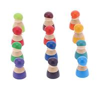 Zerodis Le Figure di Legno di Chiusura di Persone, Blocchi di Apprendimento Colorati e Sicuri per i Bambini Dai 3 Anni e Oltre - 12 per L'educazione Precoce