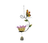 Zerodis Mangiatoia per Uccelli con Carillon Eolico, Design Libellula a | Mantiene i Semi Asciutti Sotto la Pioggia, Accenti Flore con Telaio in Ferro, Catena Preattaccata, per Giardino Patio