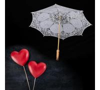 Zerodis Ombrello in Pizzo Fatto a Mano, Ricamo Floreale Parasol Ombrello Punteggi di Fotografia da Sposa Proppetti da Donna Accessorio per la Festa di Nozze per la Festa di Matrimonio (L)