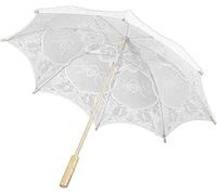 Zerodis Ombrello in pizzo Ombrello in pizzo Ombrello da sposa in cotone bianco Moda Manico in legno Decorazione Ombrello (bianca)