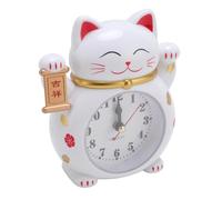 Zerodis Orologio Gatto Portafortuna, Sveglia con Display Grande, Orologio preciso al Quarzo per risveglio Chiaro, Design Carino Simbolo Fortuna per Decorazione