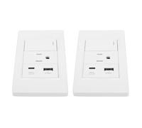 Zerodis Presa con Messa a Terra, Presa a Muro con Accessori per L'installazione Dell'interruttore per la Ricarica dei Dispositivi Home Office, 2 Pezzi 15A 3 Poli USB-C 2.1A (Spina degli Stati Uniti)