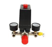 Zerodis Pressostato per Compressore d'aria con Valvola di Controllo in Ottone in Lega di Zinco a 2 Manometri 0-180 Psi per Compressori d'aria