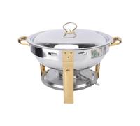 Zerodis Scomparti per Cottura a Vapore Scaldavivande da Buffet da 4,5 L con Coperchio e Supporto Set da Buffet per Scaldavivande Rotondo in Acciaio Inossidabile per Catering, Feste, Hotel e