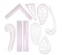 Zerodis Set di Righelli per Abbigliamento Multiuso da 9 Pezzi, Strumento su Misura in PVC Leggero con in Scala Rossa Trasparente, per Tagliare Disegni e Creare Modelli