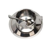 Zerodis Set di Tazze da caffè in Acciaio Inox, Tazze a Doppia Parete Isolate per Cappuccino, tè e Latte, con Piattino e Cucchiaino, Design Moderno per Casa, Ufficio, Bar, Campeggio (200ML)