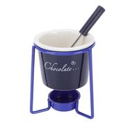 Zerodis Set di Tazze per Fonduta di Cioccolato, Tazza Personale in Ceramica per Sciogliere il Cioccolato Tazza Dolce per Fondere con Forchette Supporto per Fondire il p (BLUE)