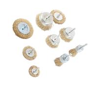 Zerodis Set di Tazze per Spazzole Metalliche per Trapano, Acciaio Al Carbonio Rivestito in Ottone, Kit di Pulizia Versatile per Legno e Metallo, Spazzole con Gambo Esagonale 9 Pezzi 1/4 Pollici