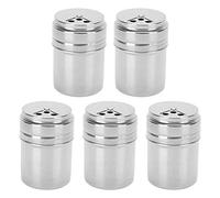 Zerodis Shaker per Condimenti in Acciaio Inossidabile con Coperchio Rotante, Set da 5 Pezzi, Bottiglia per Spezie da per Shaker per Alimenti per Barbecue