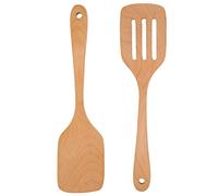 Zerodis Spatola in Legno, Utensili in Legno da 2 Pezzi per Cucinare Pentole Antiaderenti Set di Utensili Sicuri tra Cui Set di da per la Casa con Paletta e Paletta Scanalata