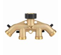Zerodis Splitter per Tubo da Giardino 4 Vie in Ottone - Rubinetto Splitter 4 Vie di Arresto per Connettore Tubo Separatore - di Irrigazione Giardino Filettatura Europea