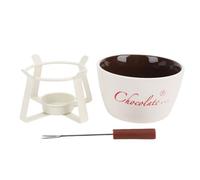 Zerodis Tazza per Sciogliere il Cioccolato, Tazza per Fonduta Scaldaburro in Ceramica Mini Tazze per Formaggio Dolce con Forchetta per Appuntamento in Campeggio Serata di Cinema (WHITE)