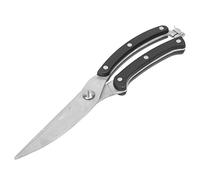 Zerodis Utensili in Pelle, Impugnatura Ergonomica con Impugnatura Morbida, Caricata a Molla, con Blocco di Sicurezza e Foro in Acciaio Inossidabile, per Cesoie da Cucina Pesanti per Pollo, Pesce,