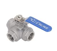 Zerodis Valvola a Sfera a 3 Vie, 304 Manuale di Tipo L in Acciaio Inossidabile Drive 1 / 2in DN15 Filetta Femminile, Uso Commerciale Industriale, per Gas Olio d'acqua