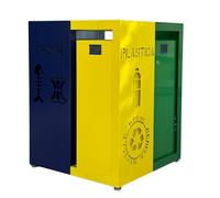 ZeroInox Porta Rifiuti Raccolta Differenziata in Acciaio - Made in Italy - 4 Scomparti con Cestini Estraibili - Plastica, Carta, Vetro e Indifferenziata - 70x70x92 cm