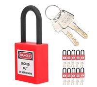Zerone Lucchetto Lockout Tagout, 38 mm, Nylon, Rosso, 10 Pezzi, Antipolvere, per Isolamento Industriale in Fabbrica