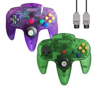 ZeroStory Classic N64 Controller N64, controller N64 con cavo, joystick aggiornato per console videogiochi N64 (trasparente verde e viola trasparente)