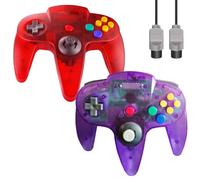 ZeroStory Controller classico N64, controller cablato N64 joystick aggiornato per console videogiochi N64 (rosso trasparente e viola trasparente)