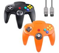 ZeroStory Controller N64 classico, controller N64 cablato con cavo AV N64 da 1,8 m per console di videogiochi N64 (nero e arancione)