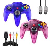 ZeroStory Controller N64 classico, controller N64 cablato con cavo AV N64 da 1,8 m per console per videogiochi N64 (blu trasparente e viola trasparente)