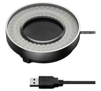 Zeroupshop 72 LED per anello luminoso per microscopio, lampada polarizzata dimmerabile USB, luminosità regolabile per riparazione e ispezione del telefono, lega di alluminio argento, 6,2 x 6,2 cm