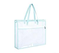 Zeroupshop Borsa per progetti di cucito A3 con manico, organizer in rete in PVC con cerniera ed etichetta per tessuto, nozioni, strumenti, blu, 45 x 33 x 7 cm (blu)
