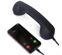 Zeroupshop Classico cornetta telefonica retrò di tipo C con ricevitore cablato per smartphone, con impugnatura ergonomica e microfono integrato per una migliore comunicazione (nero)
