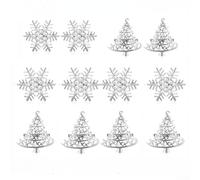 Zeroupshop Confezione da 12 portatovaglioli in metallo con fiocchi di neve scintillanti e albero di Natale, per feste, matrimoni, celebrazioni