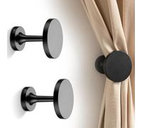 Zeroupshop Confezione da 2 fermatende in metallo, robusti ganci fermatenda in lega di ferro per tende leggere, elegante decorazione da parete nera per soggiorno camera da letto, 6,7 cm (nero)