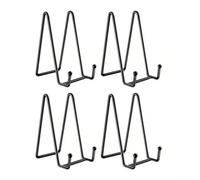 Zeroupshop Confezione da 4 cavalletti quadrati in metallo, 15,2 cm, per esposizione da tavolo, robusti supporti in ferro per piatti, foto, libri, cartelli artistici, finitura nera opaca (nero)