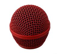 Zeroupshop Confezione da 4 griglie per microfono in acciaio, con parabrezza in schiuma, per Beta 58A 58 87A PG58, copertura di ricambio per testa in rete metallica da 5,1 cm, argento (rosso)