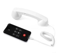 Zeroupshop Cornetta telefonica classica di tipo C retrò con ricevitore cablato per smartphone, con impugnatura ergonomica e microfono integrato per una migliore comunicazione (bianco)