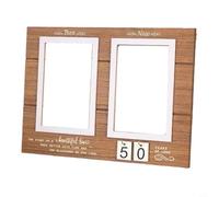 Zeroupshop Cornice portafoto in legno per anniversario per 30°, 40° 50°, poi e ora, cornice doppia da 10 x 15 cm, decorazione rustica da tavolo o da parete per coppie di matrimoni (giallo)