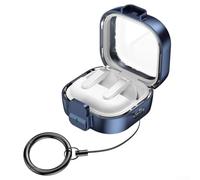 Zeroupshop Custodia antiurto con blocco di sicurezza per Galaxy Buds 4 e Buds 4 Pro, robusta custodia in ABS con portachiavi, cover rigida protettiva integrale (blu scuro)
