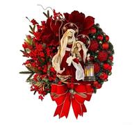 Zeroupshop Decorazione natalizia per scale con fiori rossi e lampada a olio, pre-illuminata, ghirlanda a goccia per interni ed esterni, decorazione per porte, pareti, caminetti, ringhiere e alberi (2)