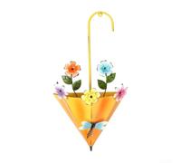 zeroupshop Fiori Ferro Battuto a Ombrello 43cm con Drenaggio Fiori Ferro(Yellow)