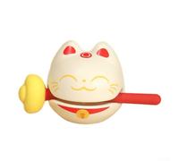 Zeroupshop Gatto fortunato ornamento da scrivania con pesce in legno consapevole meditazione decorazione antistress strumento a percussione tradizionale statuetta decorativa orientale (bianco)
