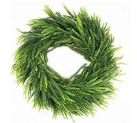Zeroupshop Ghirlanda di aghi di pino artificiale, decorazione da appendere alla porta d'ingresso, 40 cm, per le vacanze, l'inverno, per interni ed esterni, ghirlanda verde tradizionale rotonda per la