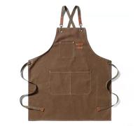 Zeroupshop Grembiule in tela ispessita, resistente ad acqua, olio e macchie, bavaglino da cucina da donna con tasche, ideale per casa, bar, attività di produzione di bevande (marrone)