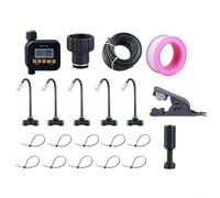 Zeroupshop Kit di irrigazione automatica a goccia con timer, sistema di irrigazione a ugello regolabile a 360°, per giardino, set di irrigazione per piante da esterno, con tubo in PE da 12 mm (5 m)