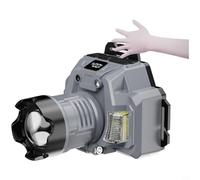 Zeroupshop Lampada frontale a LED ricaricabile con zoom, controllo del rilevamento delle onde, batteria 2400 mAh, ricarica USB-C, modalità faretto e proiettore per campeggio, escursionismo, corsa