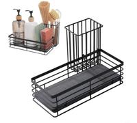 Zeroupshop Lavello da cucina per supporto per spugna cady, con vassoio in pietra diatomite, organizer in acciaio al carbonio, per tappo di sapone per piatti, scaffale di stoccaggio da banco ad