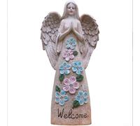 zeroupshop Luce solare della statua dell'angelo della resina per il | Ad energia solare, accensione e spegnimento automatico al crepuscolo, illuminazione, affascinante design a forma di angelo