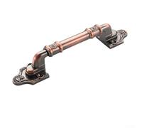 Zeroupshop Maniglia per porta europea in lega di alluminio anticata con design push-pull, decorativa resistente alla ruggine, per armadi, cassetti, mobili, distanza tra i fori 96 mm (bronzo rosso - L)